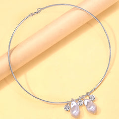 Designer Pearl & CZ Gold Silver CZ Anti Tarnish Copper Choker Necklace