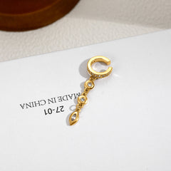 Elegant Dangling Gold CZ Stainless Steel Single Ear Cuff Earrings