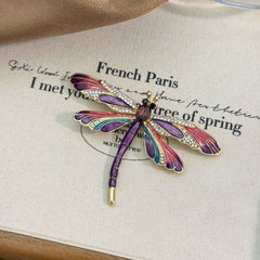 Multi Color Dragonfly Gold Cubic Zirconia Brooch For Women
