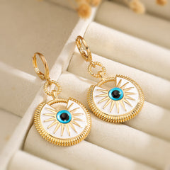 White Blue Evil Eye Gold Enamel Copper Pendant Chain For Women