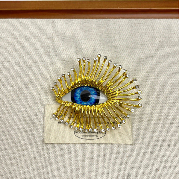 Eyelash Evil Eye Blue 18K Gold Cubic Zirconia Adjustable Ring
