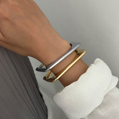 Geometric Style Gold Silver Plated Plain Alloy Cuff & Kada For Women