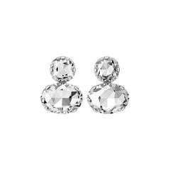 Gold Silver Round Oval Cubic Zirconia Copper Dangler Earrings Women