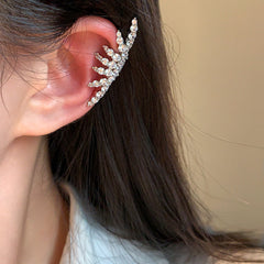 Geometric Cubic Zirconia 18K Gold Silver Single Ear Cuff Earring Women