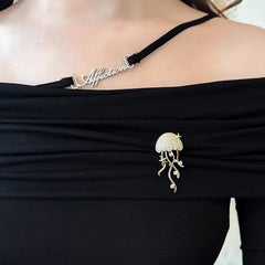Designer Jellyfish Gold Silver Plated CZ Copper Anti Tarnish Brooch