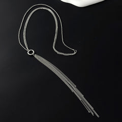 Designer Multi Layer Tassel Silver Plated Chain Copper Necklace For Women