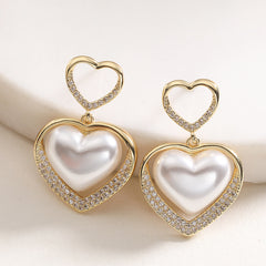 White Heart Gold Pearl Stainless Steel Pendant Chain For Women