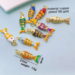 Multi Color Fish Gold Plated Enamel Copper Pendant Chain Women