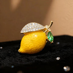 Yellow Lemon Gold Cubic Zirconia Copper Anti Tarnish Brooch For Women