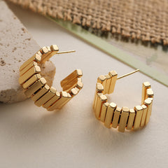 Gold Silver Modern Chunky Anti Tarnish Stainless Steel Earrings For Women