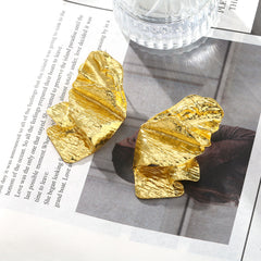 Beaten finish Joint Leaf Part 18k Gold Plated Anti Tarnish Dangler Earring For Women