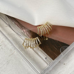 Designer Gold Plated CZ Anti Tarnish Copper Stud Earrings