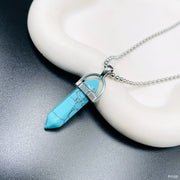 Bullet Pencil Blue Green Turquoise Crystal Pendant Locket Chain