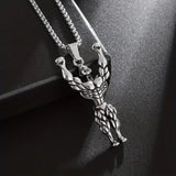 Gym Fitness Body Builder Wrestler Silver Stainless Steel Pendant Chain For Men