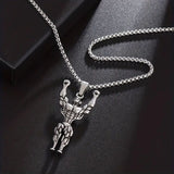 Gym Fitness Body Builder Wrestler Silver Stainless Steel Pendant Chain