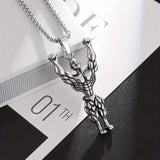 Gym Fitness Body Builder Wrestler Silver Stainless Steel Pendant Chain For Men