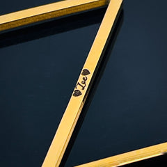 Sideways Alphabet Initial Large All Letter Personalised Customized Engraved Gold Stainless Steel Pendant Necklace