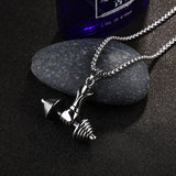 Silver Stainless Steel Dumbbell Barbell Weight Lifting Pendant Chain