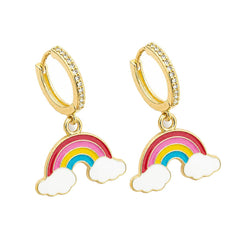 Rainbow Cloud American Diamond Hoop Earring Pair For Women