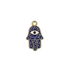 Copper Evil Eye Hamsa Enamel Blue Gold Necklace Pendant Chain For Women