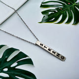 Stainless Steel Personalized Engraved Letter All Side Necklace Pendant Chain Unisex