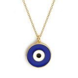 Evil Eye Enamel Blue 18K Gold Brass Anti Tarnish Pendant Chain For Women