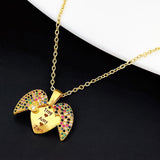 Angle Wings Heart Love Multi Color Pendant Chain For Women