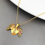 Angle Wings Heart Love Multi Color Pendant Chain For Women