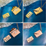 Envelope Engrave Custom Personalized Stainless Steel Necklace Pendant Chain For Women