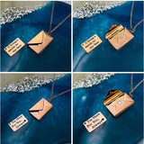 Envelope Engrave Custom Personalized Stainless Steel Necklace Pendant Chain For Women