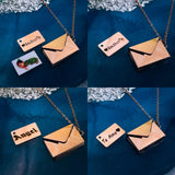 Envelope Engrave Custom Personalized Stainless Steel Necklace Pendant Chain For Women