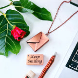 Envelope Engrave Custom Personalized Stainless Steel Necklace Pendant Chain For Women