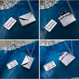 Envelope Engrave Custom Personalized Stainless Steel Necklace Pendant Chain For Women