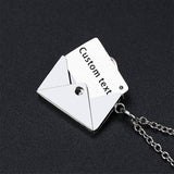 Envelope Engrave Custom Personalized Stainless Steel Necklace Pendant Chain For Women