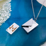 Envelope Engrave Custom Personalized Stainless Steel Necklace Pendant Chain For Women