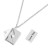 Envelope Engrave Custom Personalized Stainless Steel Necklace Pendant Chain For Women