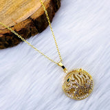 Roaring Tiger Medallion Cubic Zirconia 18K Gold Pendant Chain for Women
