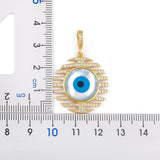 Stripes Evil Eye Mother of Pearl Cubic Zirconia 18K Gold Pendant Chain for Women