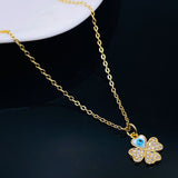 Clover Flower Mother of Pearl Evil Eye 18K Gold Pendant chain for Women