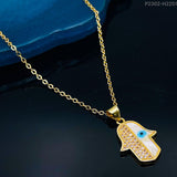 Clover Flower Mother of Pearl Evil Eye 18K Gold Pendant chain for Women