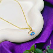 Eye Lash Evil Eye 18K Gold Plated Cubic Zirconia Blue Anti Tarnish Pendant Chain For Women