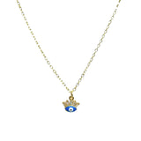 Eye Lash Evil Eye 18K Gold Plated Cubic Zirconia Blue Anti Tarnish Pendant Chain For Women