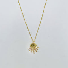 Sun Cubic Zirconia 18K Gold Anti Tarnish Pendant Chain For Women