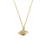 Saturn Planet Cubic Zirconia 18K Gold Anti Tarnish Pendant Chain For Women