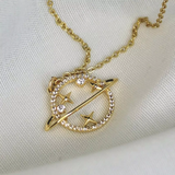 Star Saturn Planet Cubic Zirconia 18K Gold Anti Tarnish Pendant Chain For Women