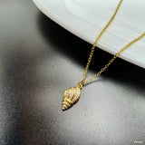 Shell Cubic Zirconia 18K Gold Anti Tarnish Pendant Chain For Women