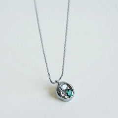 Emerald Cubic Zirconia Crystal Green Silver Stainless Steel Anti Tarnish Necklace Pendant Chain For Women