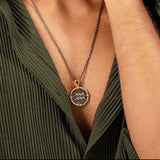 Zodiac Aries Gary Black 18K Gold Stainless Steel Anti Tarnish Necklace Pendant Chain For Men