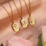 Zodiac Aries Cubic Zirconia 18K Gold Stainless Steel Anti Tarnish Necklace Pendant Chain For Women
