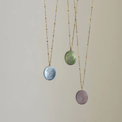 Tulip Flower Green 18K Gold Brass Anti Tarnish Necklace Pendant Chain For Women